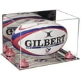 thumbnail image 1 of Acrylic Rugby Ball Display Case with Mirror, Pink Risers and Mirror Base (B41), 1 of 2