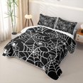 thumbnail image 3 of Feelyou Spooky Spider Web Twin Quilt Set, Halloween Animal Twin Coverlet Set, Black White, 2-Piece, 1 Comforter and 1 Pillowcase, 3 of 7