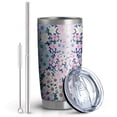 thumbnail image 2 of 20oz Tumbler with Lid and Straw Stainless Colorful Flowers Steel Vacuum Insulated Water Coffee Tumbler Cup, Double Wall Vacuum Insulated Travel Mug Reusable Tumblers for Ice Drinks, Hot Beverage, 2 of 7