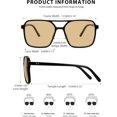 thumbnail image 3 of Fozono Square Aviator Sunglasses for Women Men, Retro Trendy Shades with UV Protection, 3 of 6