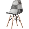 thumbnail image 4 of Modern Fabric Patchwork Chair with Wooden Legs for Kitchen, Dining Room, Entryway, Living Room, Single, 4 of 7