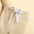 thumbnail image 6 of Meresysid Kids And Baby Clothes Knit Striped Turtleneck Long Sleeve Onesies Boys Girls Solid Color Comfortable Tops Drawstring Elastic Waist Long Pants Set 0 Months Beige, 6 of 9