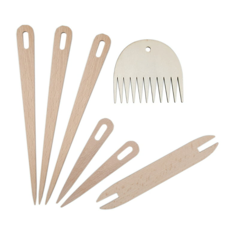 HGYCPP 7Pcs Hand Weaving Loom Sticks Set Contains Weaving Needles Shuttle  Wooden Comb 