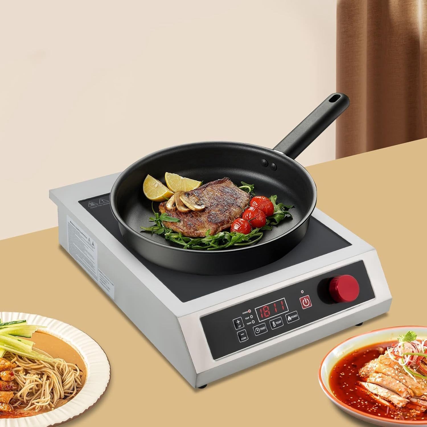 Miumaeov 3500W Commercial Induction Cooktop, Professional Portable Induction Cooktop, Portable Countertop Burner with 10-Speed Temperature/Power Adjustable