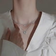 thumbnail image 2 of Shiny Butterfly Necklace Ladies Exquisite Double Layer Clavicle Chain Necklace Jewelry For Ladies Gift--silver-Product code 52763 silver, 2 of 5