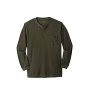 Boulder Creek By Kingsize Men's Big & Tall Thermal Pocket Longer-Length Henley Long Underwear Top