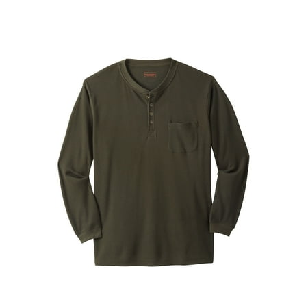 Boulder Creek By Kingsize Men's Big & Tall Thermal Pocket Longer-Length Henley Long Underwear Top
