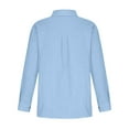 thumbnail image 5 of Kddylitq Summer Button Down Shirts for Women Cotton Linen Collared Tops Long Sleeve Gauze Blouses 2024 Casual Work Clothing Sky Blue 4XL, 5 of 7