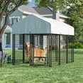 thumbnail image 2 of Waleaf 6x4x4 Outside Dog Kennel with Roof for Large Dogs,Heavy Duty Welded Wire Steel Dog Playpen Fence with Secure Lock, Pet Pen with UV-Resistant Waterproof Cover (69.1''L x 50.4''W x 56.6'H), 2 of 7