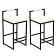 thumbnail image 6 of Spaco Bar Stools Set of 2, Bar Stools with Backrest, Counter Height PU Leather Upholstered Bar Chairs with Footrest, Dining Chairs for Indoor, Beige, 6 of 8