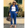 thumbnail image 2 of Conjunto De Pantalones Minimalistas Sólidos De Dos Piezas, Camisa De Manga Larga Con Botones Y Bolsillos Inclinados, Pantalones De Cintura Elástica, Ropa De Mujer, 2 of 4