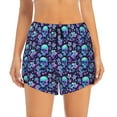 thumbnail image 4 of Lsque Blue Flower Skull Printed Women's Running Shorts with Liner Pockets,Elastic Quick Dry Workout Athletic Gym Yoga Shorts,Womens High Waist Shorts-XX-Large, 4 of 9