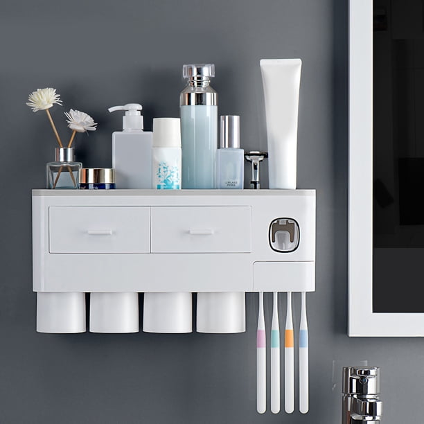 Estante automático para exprimidor de pasta de dientes, estante de almacenamiento para cepillos de dientes, soporte de pared para cepillos de dientes invertido, soporte para cepillos de dientes de adsorción magnética, grado profesional
