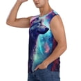 thumbnail image 3 of Fotbe Men's Starry Multicolored Wolf Print Men's Sleeveless Muscle Tank Tops Casual T-Shirts for Gym Workout Beach-Large, 3 of 8