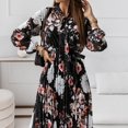 thumbnail image 4 of Vestido largo plisado con estampado floral de fiesta de vacaciones de manga larga con estampado casual para mujer Fridja  nalpqowj4925, 4 of 9