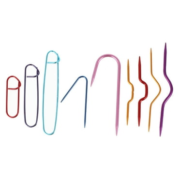 9PCS Knitting Tool Set Sweater Hooks Knitting Needles Sets Cable Needle Stitch Holders Crooked Needle Sewing Needles (Random Color)
