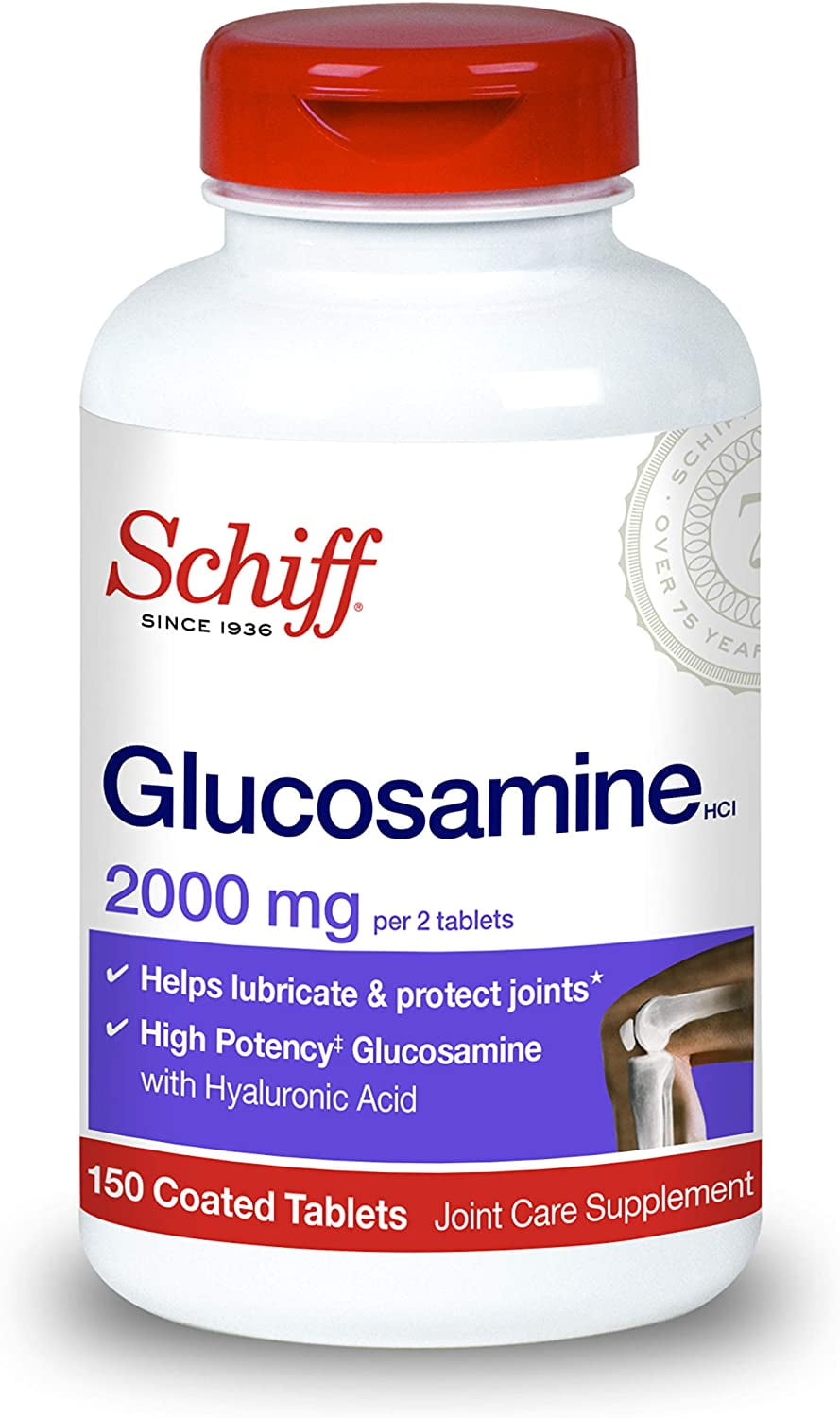 Schiff Glucosamine 2000mg (per serving) + Hyaluronic Acid Tablets (150