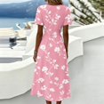 thumbnail image 7 of Beach Dresses for Women Short Sleeve Wrap V-Neck Hight Waist Sundress Casual Knee Length A-Line Dress, 7 of 7