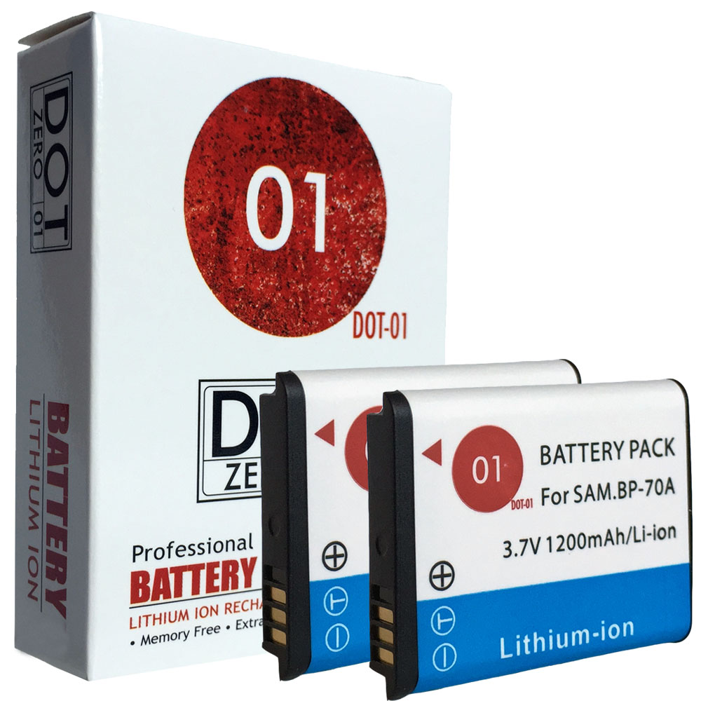 2x DOT01 Brand 1200 mAh Replacement Samsung BP70A Batteries for