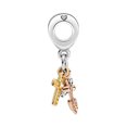 thumbnail image 3 of 925 Sterling Silver Tri-Tone Heart Cross Anchor Dangle Charm for Bracelet Charms Bangle Pendant Jewelry, 3 of 4
