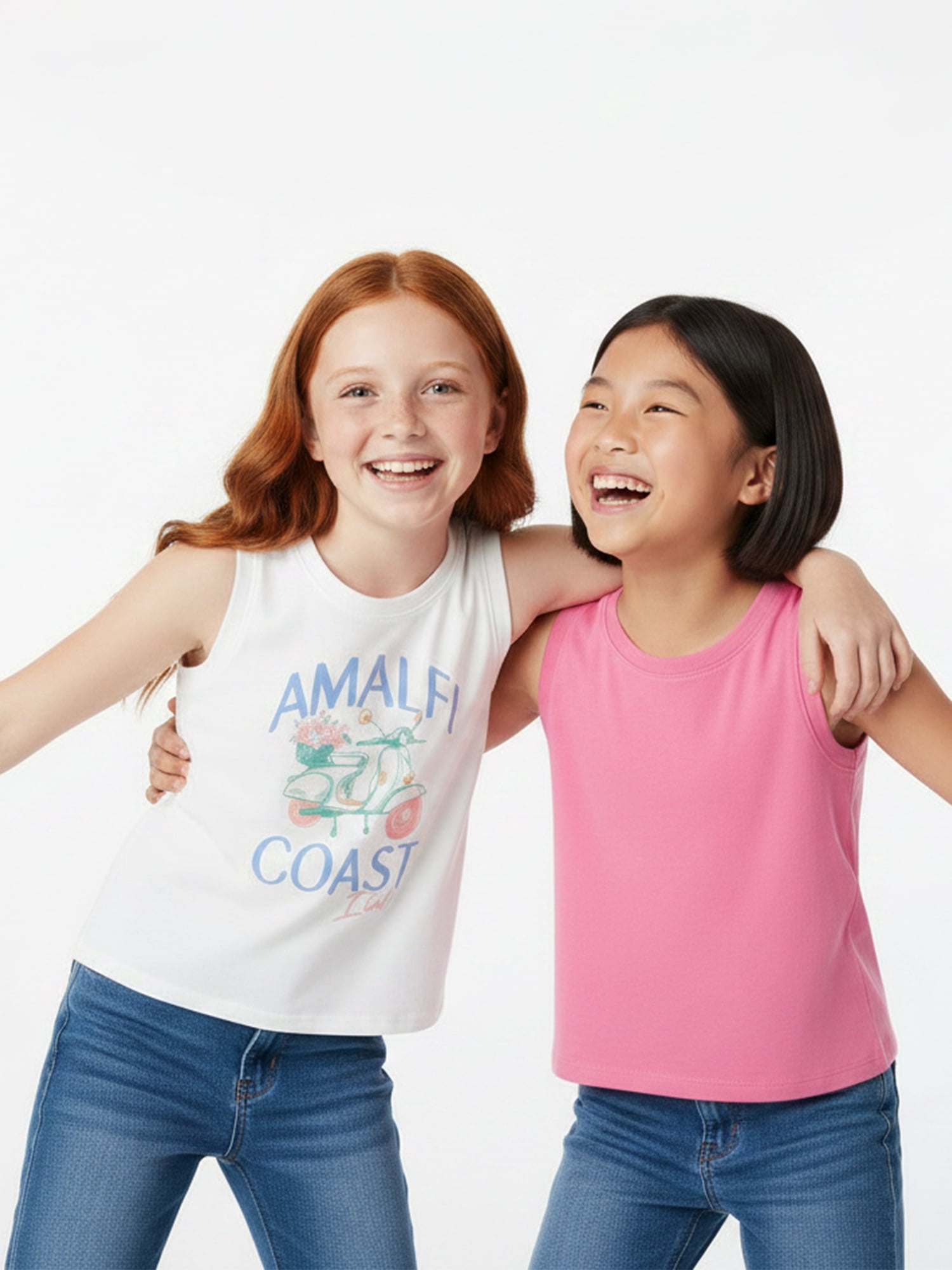Wonder Nation Girls Amalfi Italy Graphic Tank Top, 2-Pack, Sizes 4-16 Plus