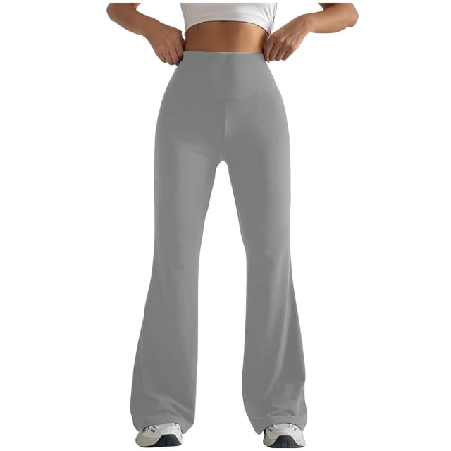 Pantalones de yoga de cintura alta y talle alto para mujer - Pierna ancha, poliéster/spandex, tallas S-XXL, aptos para fitness/casual, secado rápido, alta elasticidad