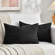 thumbnail image 1 of Chenchen 2 Packs Black Lumbar Decorative Throw Pillow Covers 16x28 Inch for Living Room Couch Bed Sofa, Rustic Farmhouse Boho Home Decor, Soft Striped Corduroy Rectangle Accent Cushion Case 40x70 cm, 1 of 1