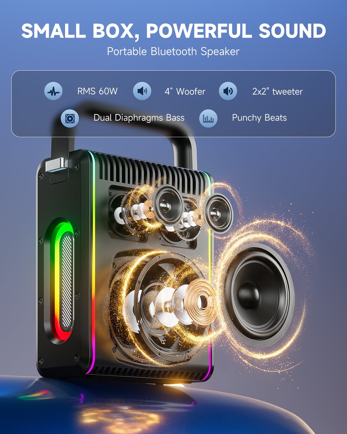 Moukey Karaoke Machine for Kids Adult, Home Karaoke System with Microphones, Colorful DJ Light, Bluetooth Portable Speaker for Party