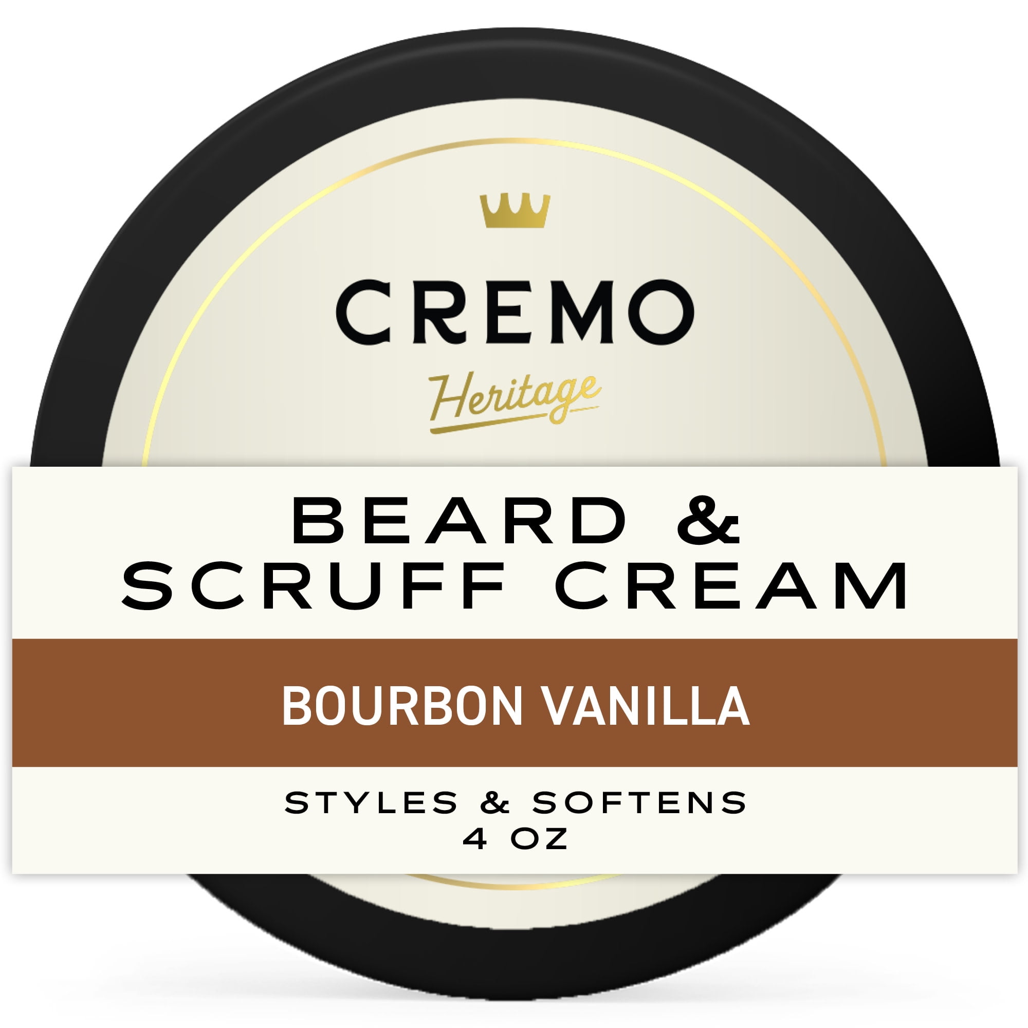 Cremo Beard & Scruff Cream, Bourbon Vanilla Scent, Moisturize & Condition Facial Hair, 4 oz