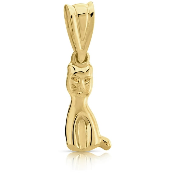Art and Molly Real 14K Yellow Gold Small Cat Minimalist Pendant