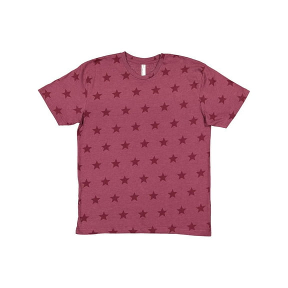 Code Five Men's Combed Ringspun Cotton Five Star Crew Neck Tee, Burgundy Star, 2X