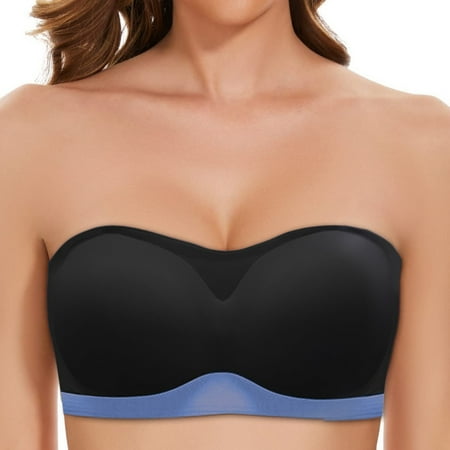 

NRUDPQV women lingerie strapless front buckle lift bra wire slip push up bandeau bra