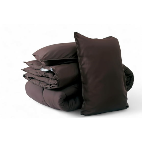 Pinook Home - 100% microfiber polyester 400 GSM Luxury Reversible Comforter Set, Deep Mahogany- 3Pcs