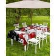thumbnail image 4 of Outdoor Tablecloth with Umbrella Hole & Zipper, Black Christmas Rectangle Tablecloth 60x84 Inch, Snowman Xmas Tree Snowflake Gifts Patio Table Cover Waterproof Table Cloth for Picnic/Party, 4 of 6