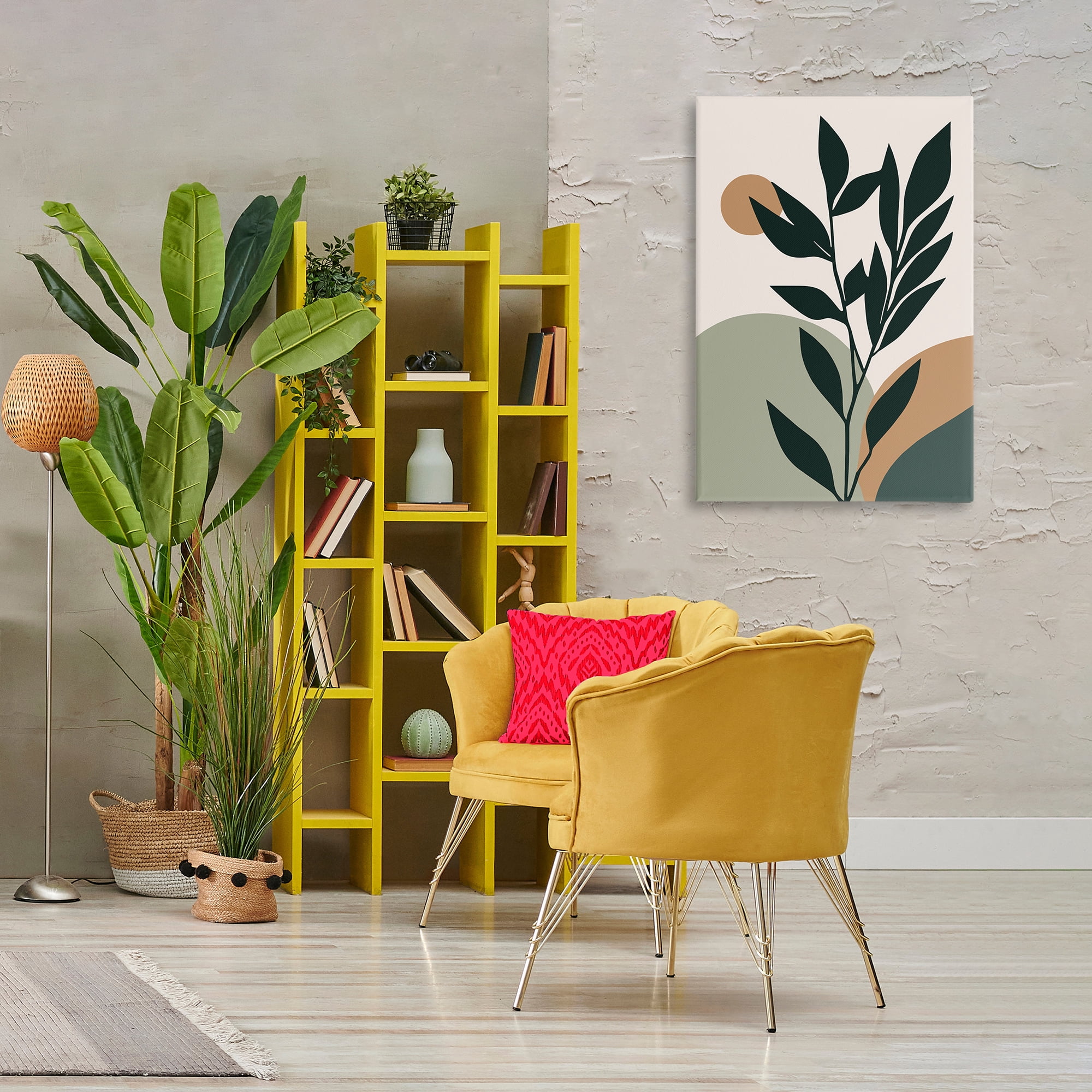 Stupell Industries Earthy Tropical Botanicals Plants & Flowers Painting Wrapped Canvas Art Print Wall Art, 24 x 36