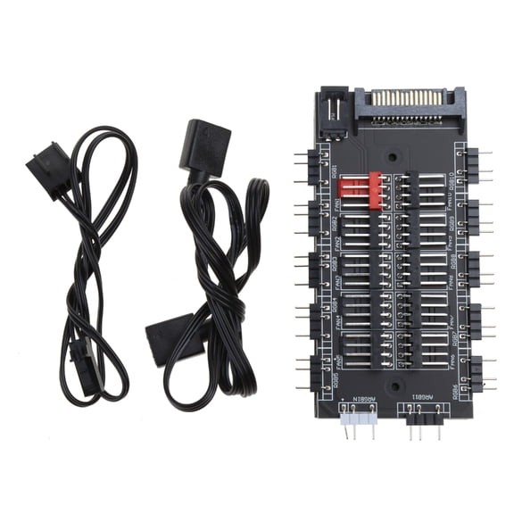 12V/4Pin RGB 5V/3Pin ARGB Fan PWM HUB 1 To 10 MultiWay Splitter Fan Extension Cable Adapter Speed Controller
