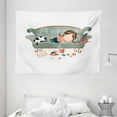 thumbnail image 1 of Kitten Tapestry, Sleeping Young Girl with Her Cat at Sofa Coffee Cookies Book and Candy Pastel Colors, Wall Hanging for Bedroom Living Room Dorm Decor, 80W X 60L Inches, Multicolor, by Ambesonne, 1 of 2