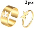 thumbnail image 2 of Knuckle Ring Butterfly Hollow Fashion Open Statement Ring Couple Ring for Woman, 2 of 10