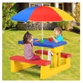 thumbnail image 6 of Kids Picnic Table, Outdoor Kids Table and Set w/Removable Umbrella, Plastic Children Patio Furniture, Toddler Picnic Tables for Backyard, Garden, , Gift for Boys Girls (Multicolor), 6 of 9