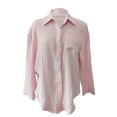 thumbnail image 2 of xiaxaixu Women Button Down Shirts Solid Color Turn-Down Collar Long Sleeve Blouses Spring Fall Commuter Casual Loose Tops, 2 of 8