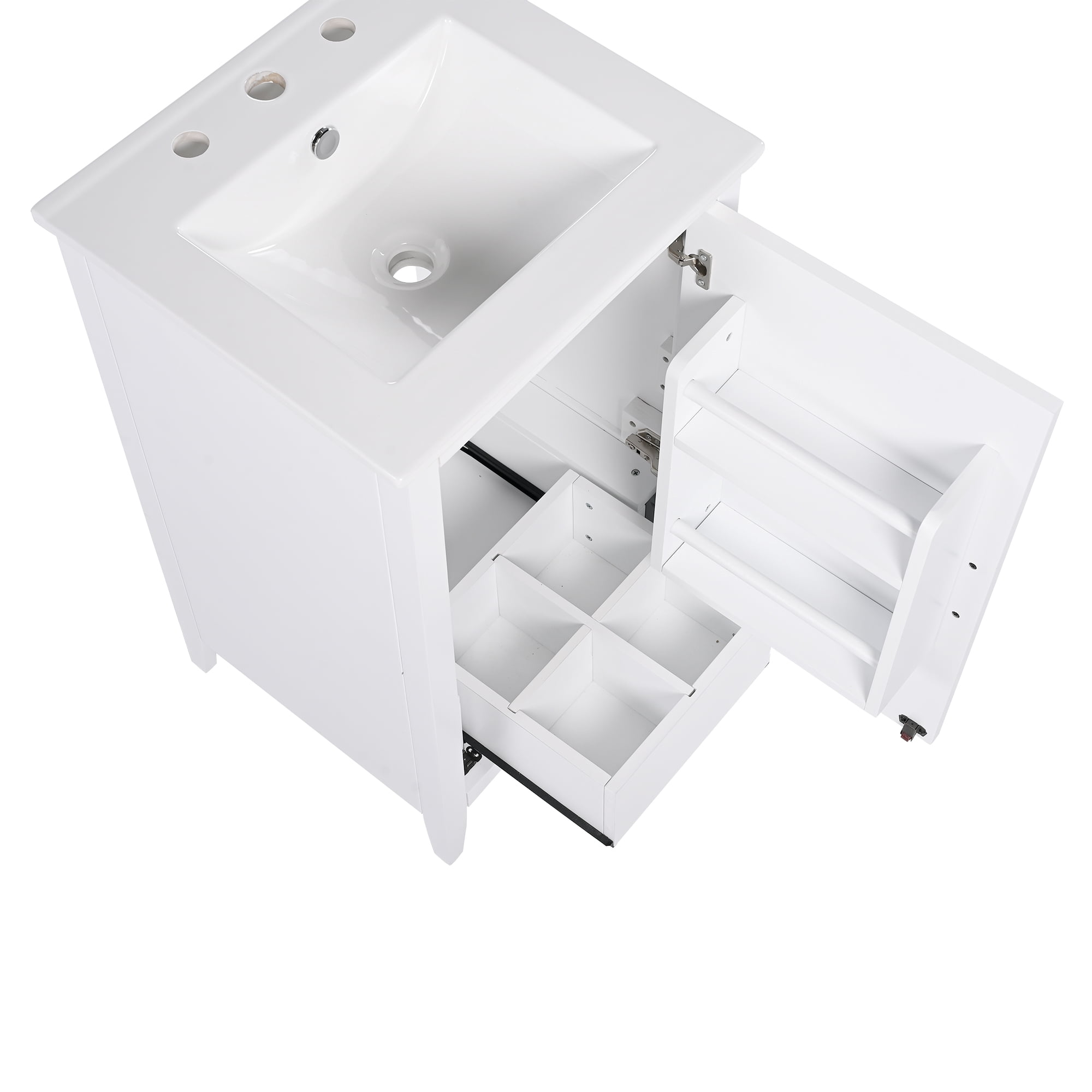 Leumius 20.3" Modern Bathroom Vanity with Sink, Functional Drawers & Built-in Door Shelves, Premium Soft-Close Doors - Sleek Space-Saving Design.White