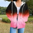 thumbnail image 2 of safuny Womens Zip Up Hoodies Coats Long Sleeve Gradient Oversized Sweatshirts Jacket with Pockets Fall Fashion Clothes Pink _f XXL, 2 of 6