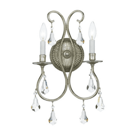 

Olde Silver Tone Finish Wall Sconces 11 Wide Steel Material Candelabra 2 Light Fixture