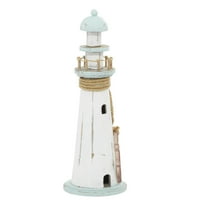 6" x 15" White Wood Light House Sculpture, by DecMode