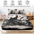 thumbnail image 5 of Queen Size Fitted Sheet Set - Halloween 3 Piece Bedding Sets 16" Deep Pocket Fitted Sheet with 2 Pillowcases, Rustic Horror Skeleton Cats Buttterfly Skull Black Brushed Microfiber Hotel Bed Sheets, 5 of 9