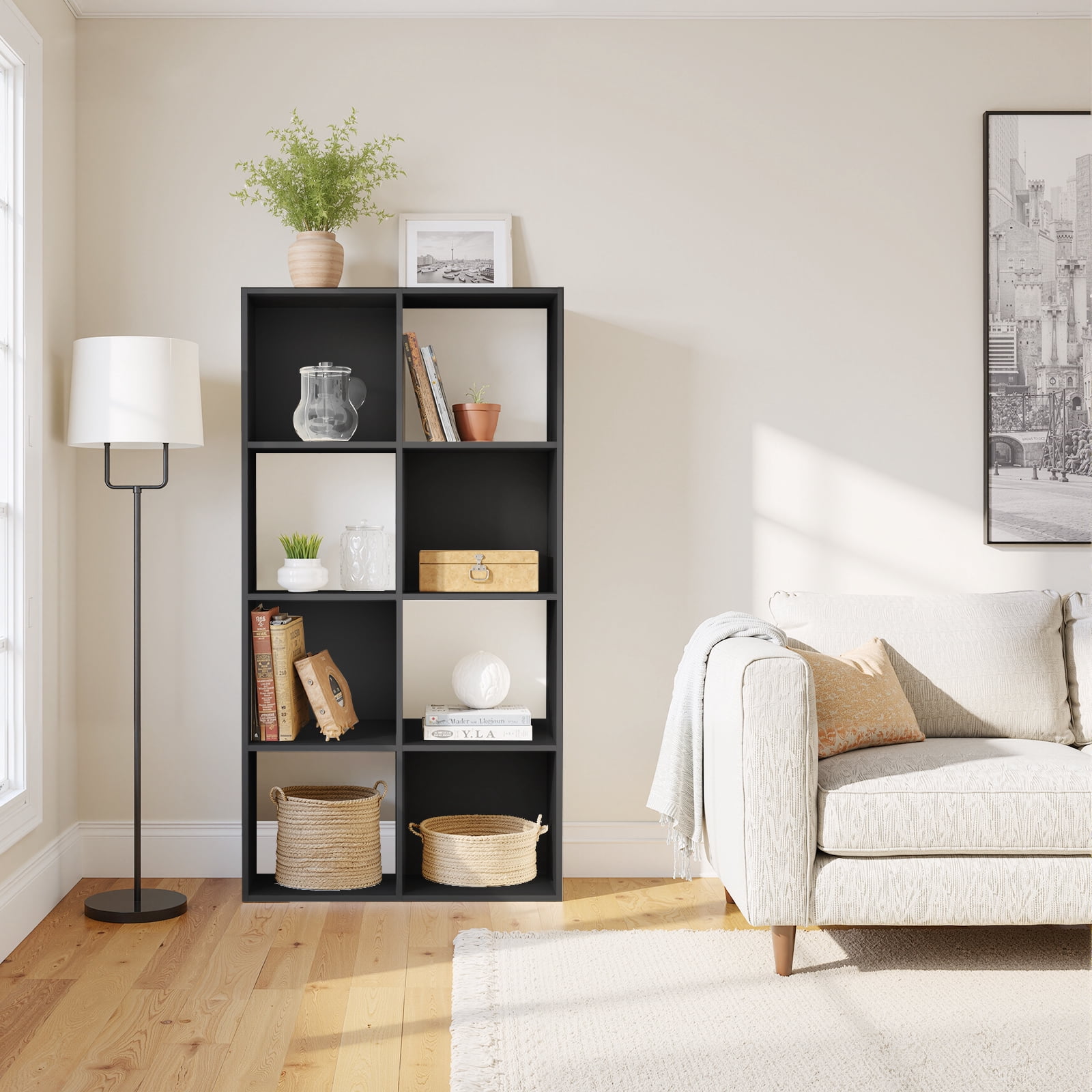 Bigleap 6/8/9 Cube Storage Organizer - Modern Open Cube Bookshelf with Removable Back Panels, Display Storage Bookcase for Living Room, Bedroom, Home Office, Entryway,Black