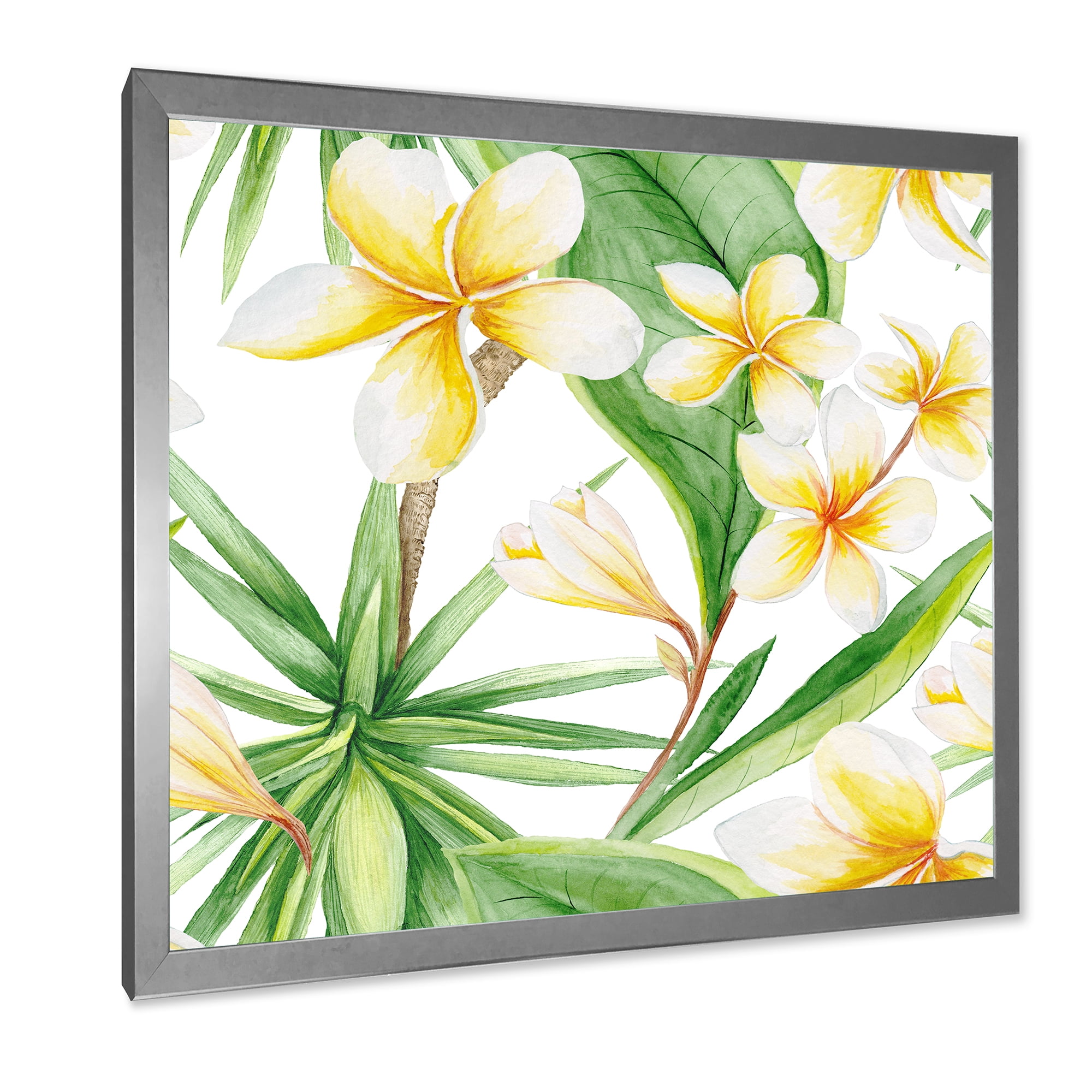 Designart 'Yellow Flowers and Tropical Foliage X' Traditional Framed Art Print