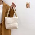 thumbnail image 1 of Bolso Con Asa Superior Bolso de hombro con entramado de color sólido para mujer pequeño acolchado de algodón para axilas, 1 of 5