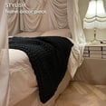 thumbnail image 4 of YnM Chunky Throw Blanket, Medium-Weight, Hand Knitted, Skin Friendly, Ventilated and Breathable, Machine Washable, Home Décor Piece for Couch, Sofa and Bed (Black, 40x50 Inch), 4 of 8