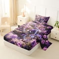 thumbnail image 2 of Castle Fairy Purple Motorcycle Twin Sheet Sets 3pcs for Teens, Rose Garden Art Bedding for Bedroom, Purple Pink, 2 of 6